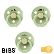 BIBS Colour Sutter med navn str2, 3 Pistachio, Runde latex